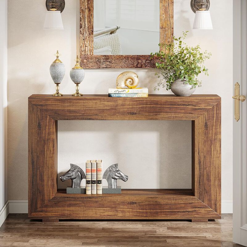 Farmhouse Console Table, 47 Inches Entryway Console Table with Storage, Industrial Hallway Accent Table for Living Room, Entrance, Deck Boxes