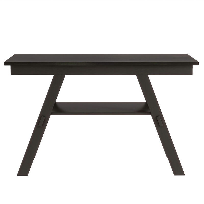 6-Piece Wood Counter Height Dining Table Set with Storage Shelf