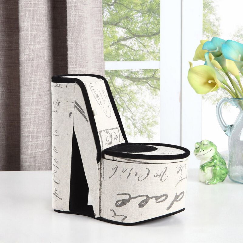 9" Tall Display Jewelry Box With Hidden Storage, High Heel Shoe Design, Stencil Letter Print