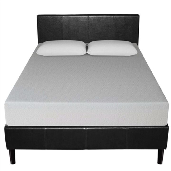 Hivvago Full size Modern Platform Bed with Espresso Faux Leather Headboard