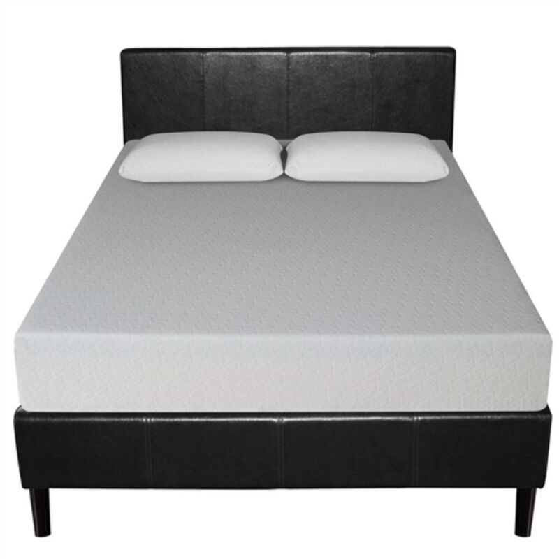 Hivvago Full size Modern Platform Bed with Espresso Faux Leather Headboard