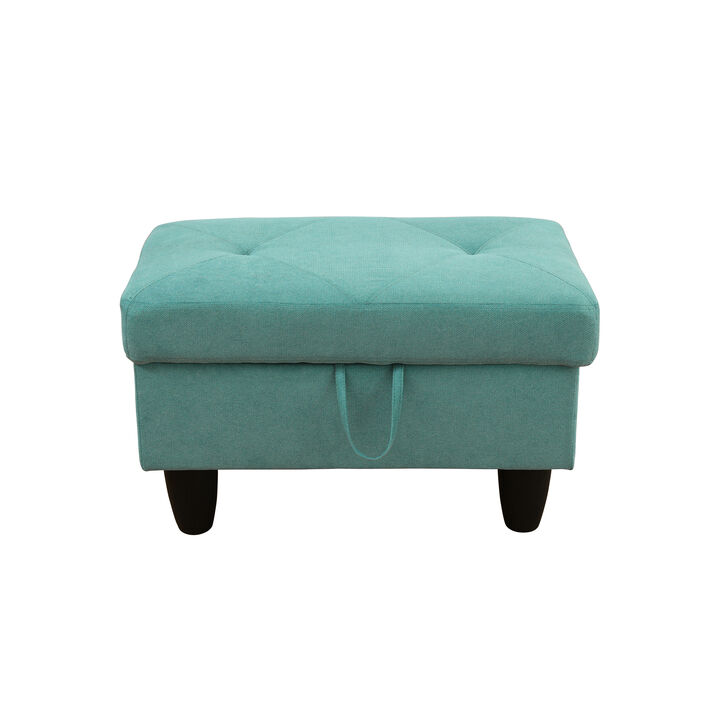 28.5 in. W Linen Rectangle Ottoman with Storage