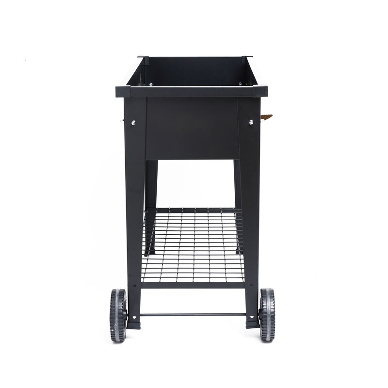 LuxenHome Black Mobile Metal Raised Garden Bed Planter Cart with Legs