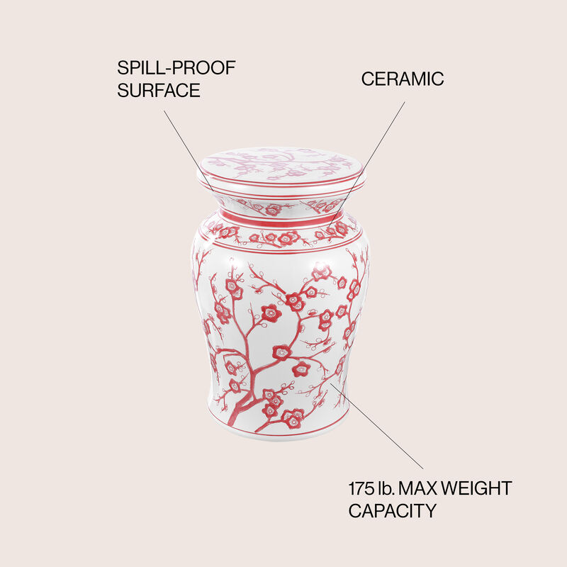 Cherry Blossom Ceramic Garden Stool