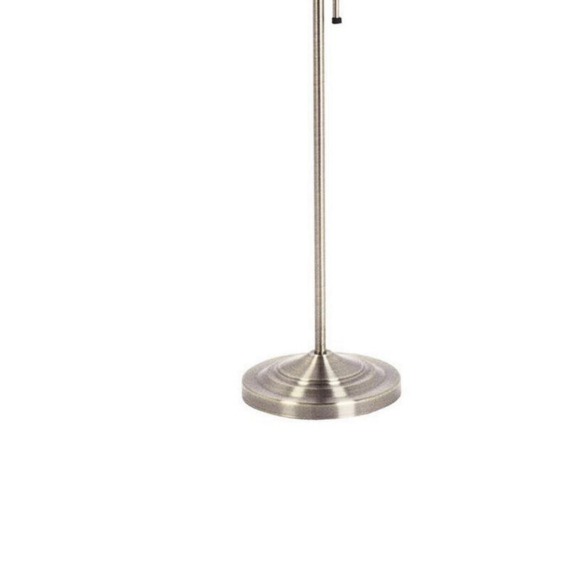 3 Way Metal Floor Lamp with and Adjustable Height Mechanism, Silver-Benzara