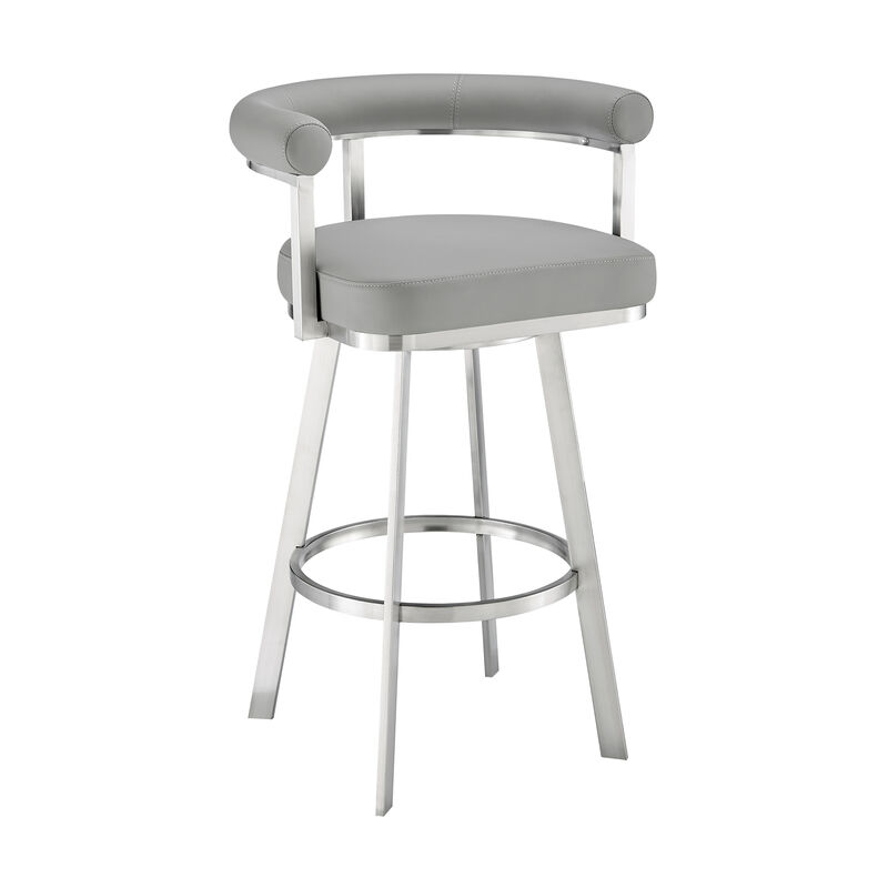 Nolagam Swivel Stool in Brushed Stainless Steel with Black Faux Leather