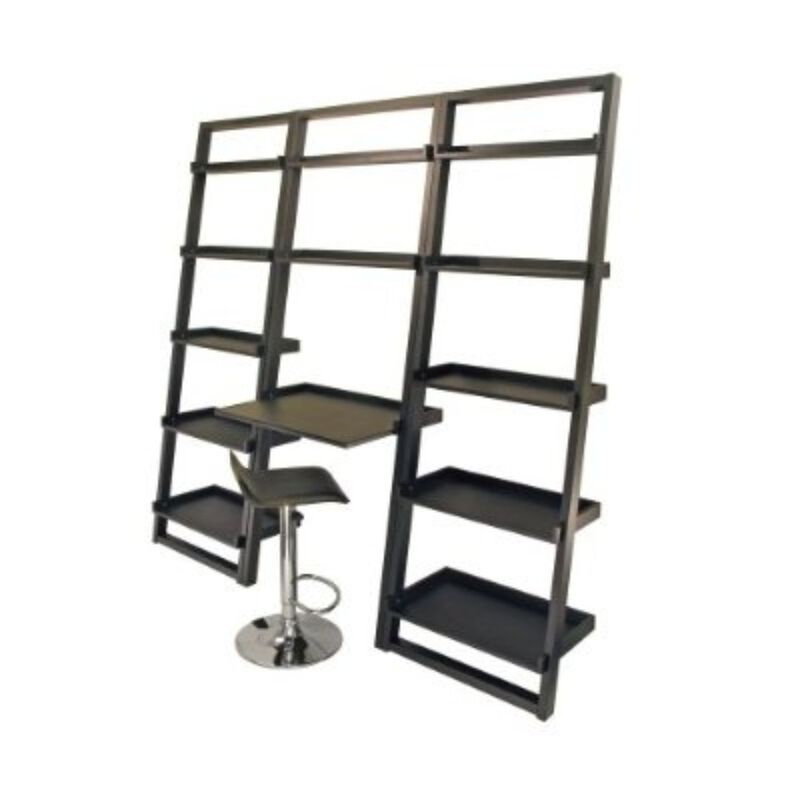 Hivvago Set of 2 Modern Air-Lift Adjustable Bar Stools with Black Seat