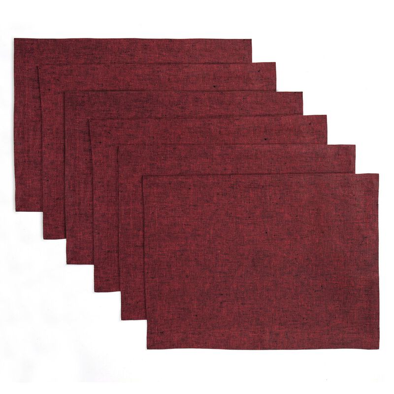 Solino Home 100% Pure Linen 14 x 19 Inch Placemats Set of 6 | Athena