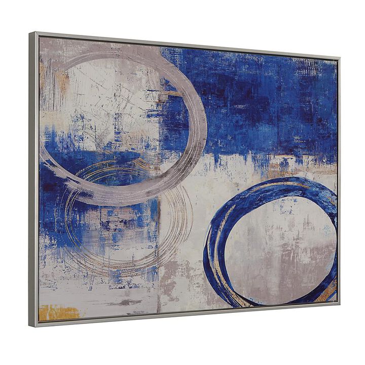 Carolina Living Circle Abstract Wall Art - Blue/Silver - Silver Frame - Small