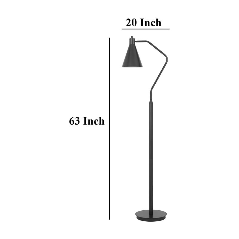Sty 63 Inch Task Floor Lamp, Swivel Gray Shade, Angled Thin Metal Pole - Benzara