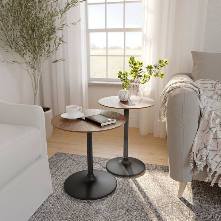 Jofran Remy Solid Wood and Iron Modern Pedestal Accent Tables (Set of 2)