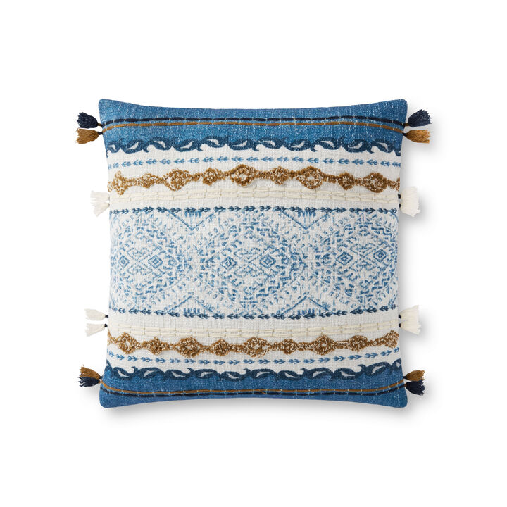 P0930 Blue/Natural 18"x18" Poly Pillow