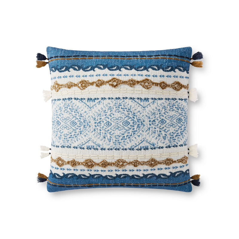 P0930 Blue/Natural 18"x18" Poly Pillow