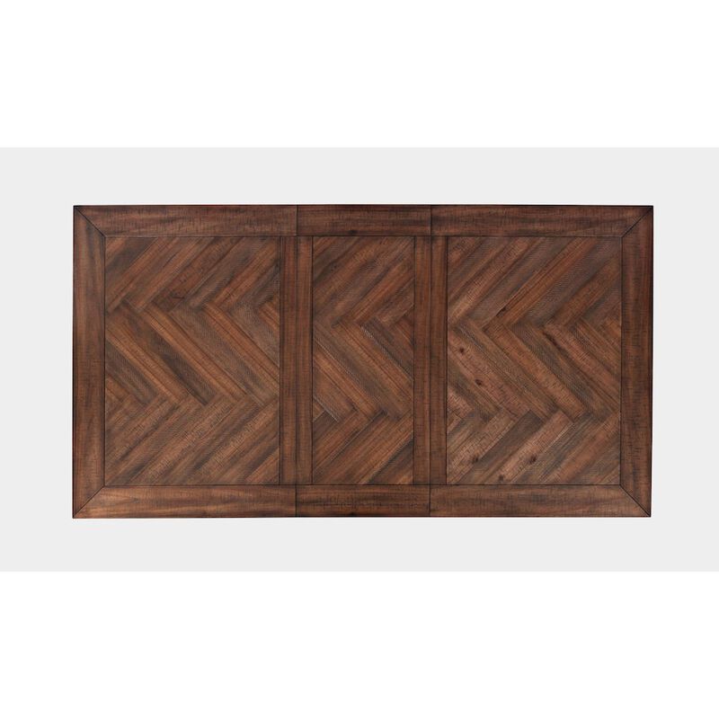 Jofran Fairview Transitional Herringbone Distressed Acacia Extension 78 Dining Table