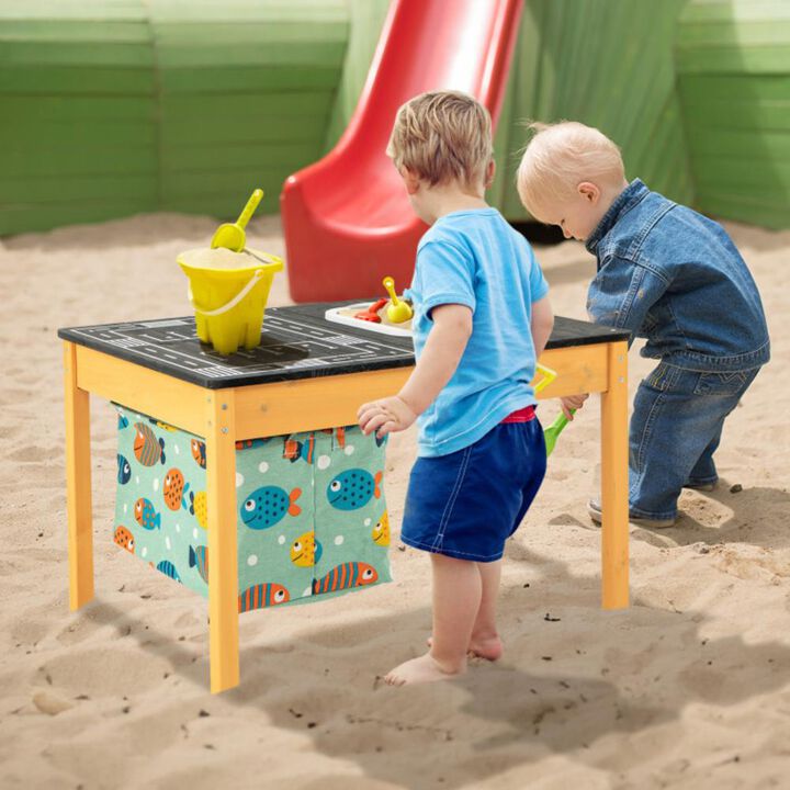 Hivvago 3-in-1 Kids Sand Water Activity Table with Foldable Storage Bin