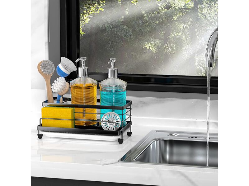 Cisily Sponge Holder for Kitchen, Sink Organizer, Kitchen Sink Accessories with Drip Tray