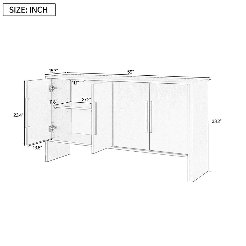 Merax Retro Sideboard Cabinet with Adjustable Shelves