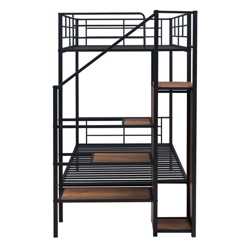 Merax Metal Bunk Bed with Lateral Storage Ladder
