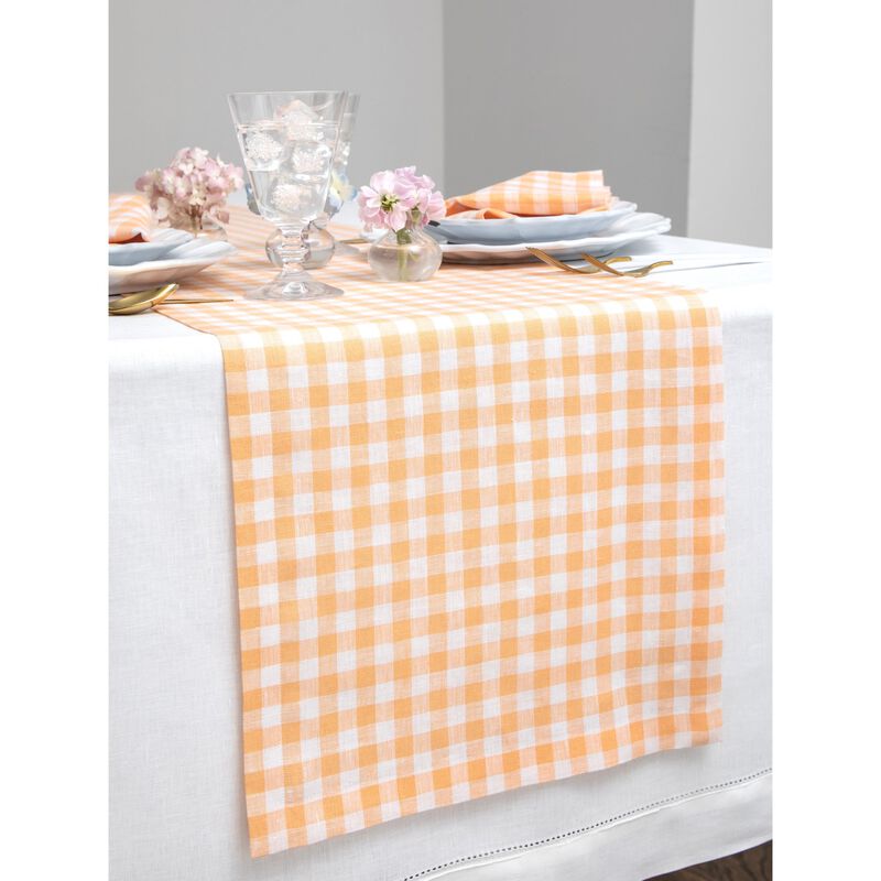 Solino Home 100% Pure Linen Table Runner | Gingham Check