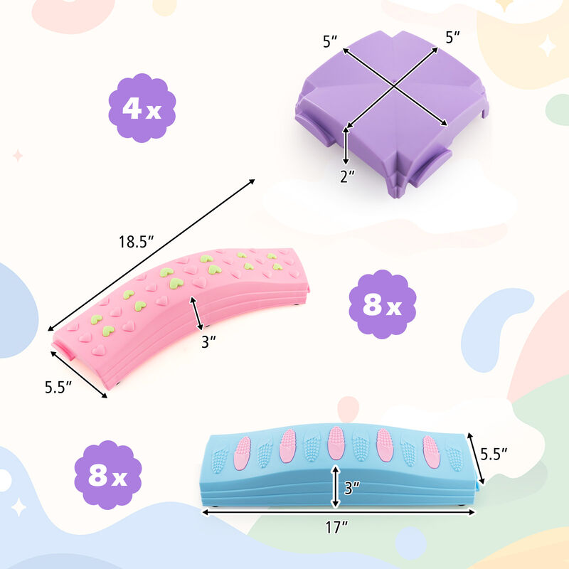 Colorful Kids Wavy Balance Beam with Textured Surface and Non-slip Foot Pads