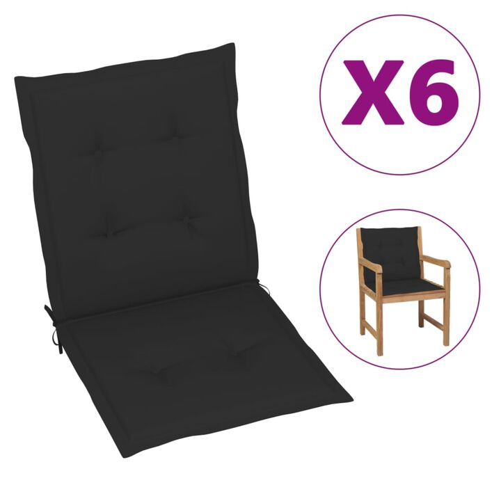 vidaXL Garden Chair Cushions 6 pcs Black 39.4"x19.7"x1.6"