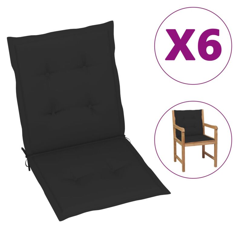 vidaXL Garden Chair Cushions 6 pcs Black 39.4"x19.7"x1.6"