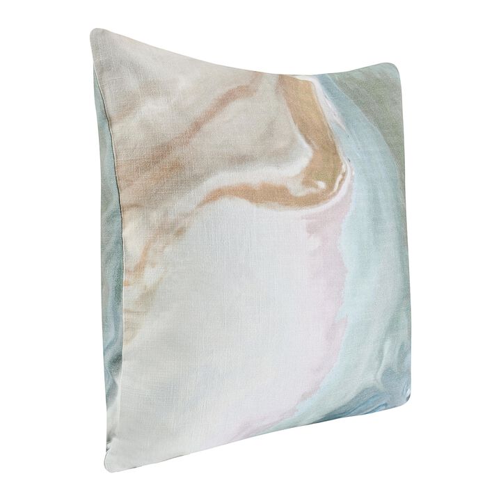 Square Throw Pillow, 24 Inch Multicolor Digital Print Pattern, Cotton - Benzara