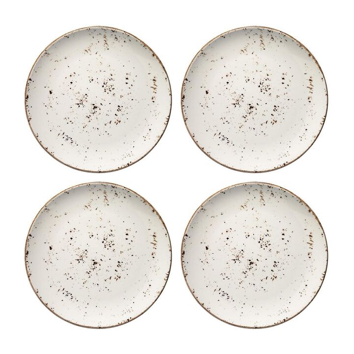 Grain dia.8.25" Round Decorated Porcelain Plate (Set of 4)