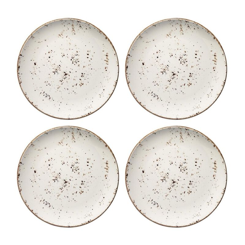 Grain dia.8.25" Round Decorated Porcelain Plate (Set of 4)