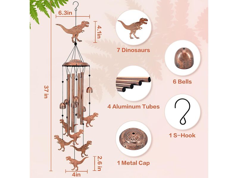 EZTZEN Dinosaur Wind Chimes for Outside,Dinosaur Gifts
