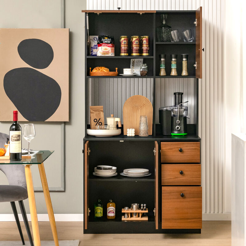 71-Inch Kitchen Pantry Cabinet with 3 Storage Shelves and 3 Spacious Drawers