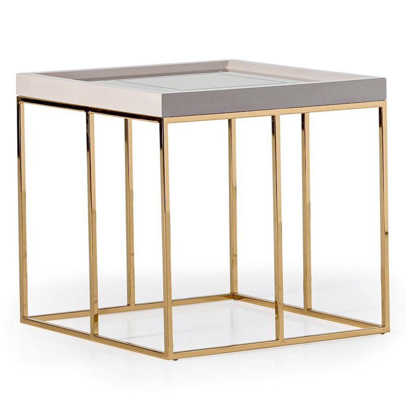 Michael Amini Carmela Side Table - Shimmer Ivory