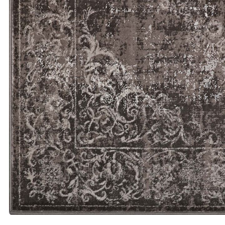 Gamela Rustic Vintage Ornate Floral Medallion 8x10 Area Rug - Antique Light and Dark Brown