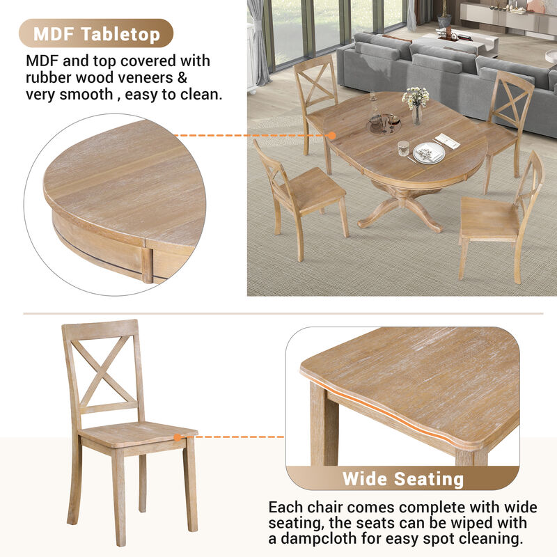 Merax Modern Dining  Extendable Table Chairs 5 Pieces Set