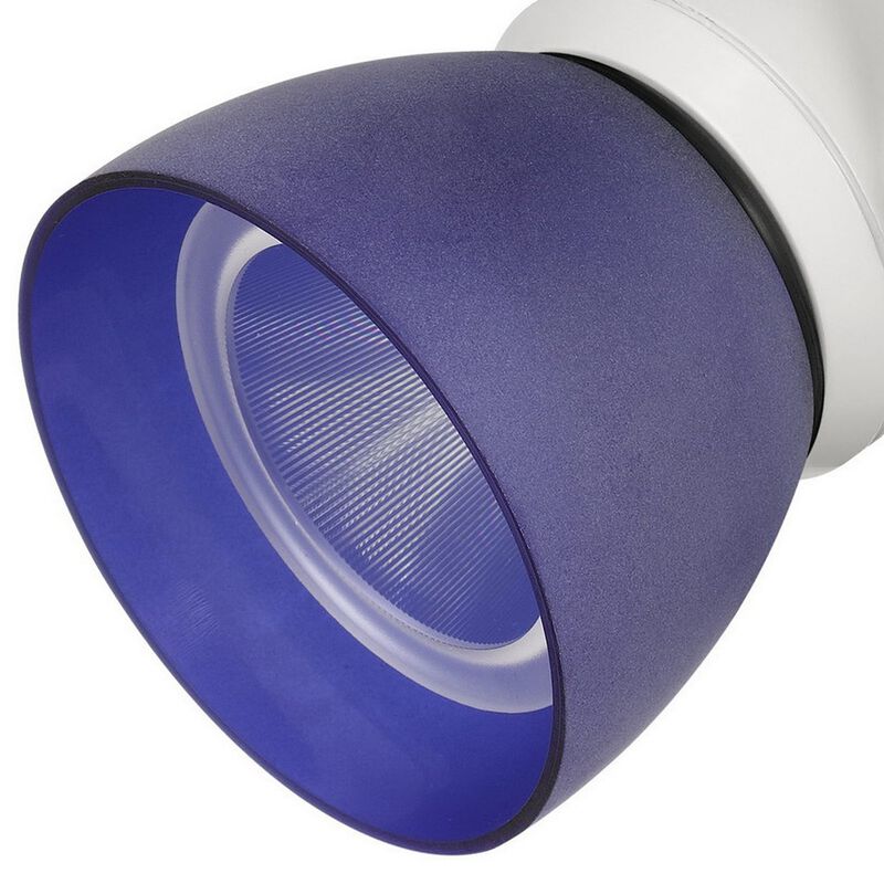 10W Integrated Metal and Polycarbonate LED Track Fixture, White and Blue - Benzara