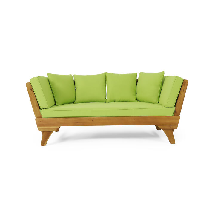 Merax Acacia Wood Patio Convertible Couch Sofa Bed