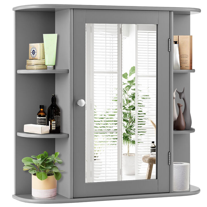 Costway Multipurpose Mount Wall Surface Bathroom Storage Cabinet Mirror White
