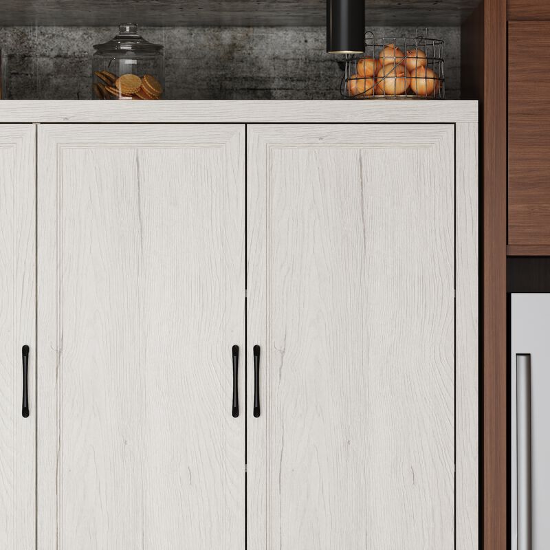 FUFU&GAGA Modern Dark Wood Sideboard – 6 Doors & 2 Drawers, Spacious P2-Grade MDF Kitchen Buffet Cabinet (47.2" W x 15.7" D x 78.7" H), Dark Wood