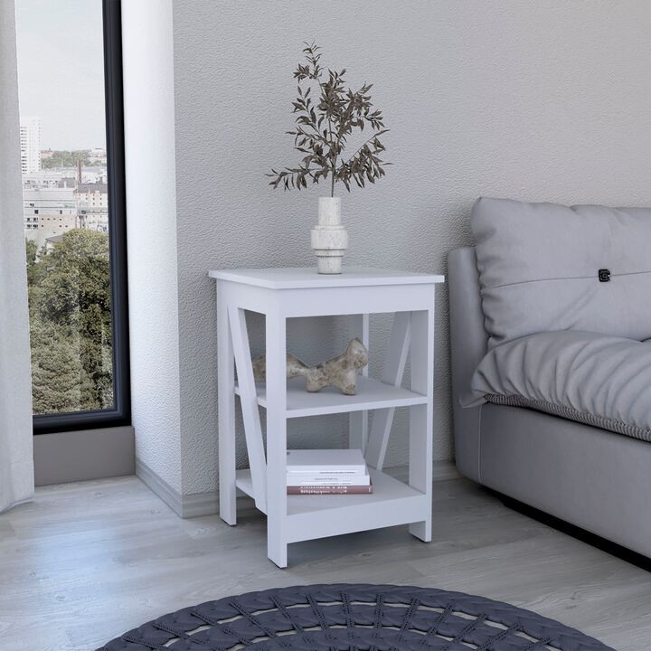 Taylor 3-Tier End Table/Nightstand, Side Table for Small Space, Black , Living Room