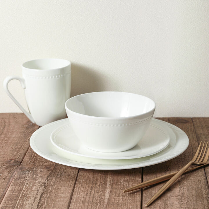 Stone Lain Ava Bone China 32 Piece Dinnerware Set, White