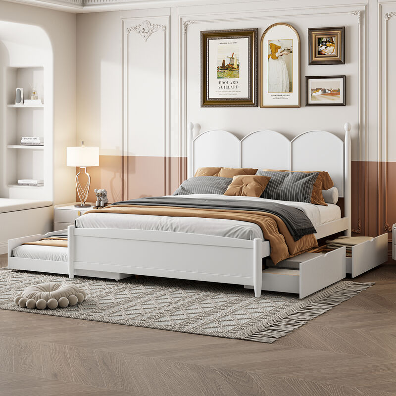 Merax Platform Bed with Drawers and Twin XL Trundle