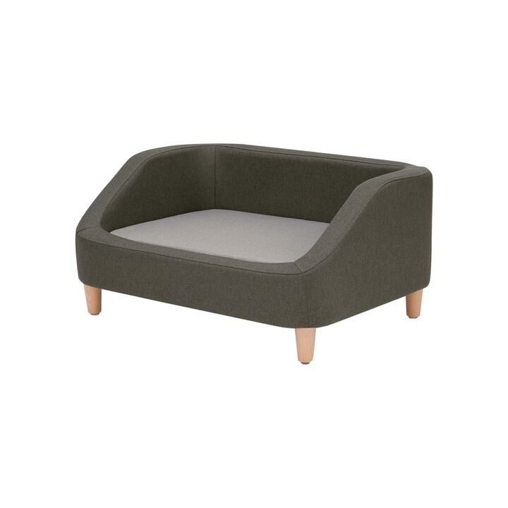 Teamson Pets Bennett Linen 31.5'' L x 24'' W Pet Sofa with Wood Style Foot & Washable Cover, Grey
