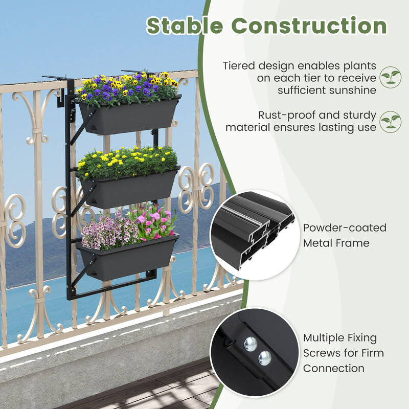 Hanging Vertical Planter Wall-mounted Adjustable with Detachable Hooks