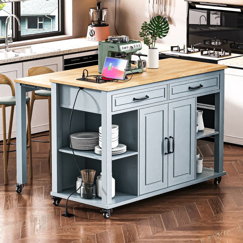 Merax Kitchen Island with Extendable Dining Table