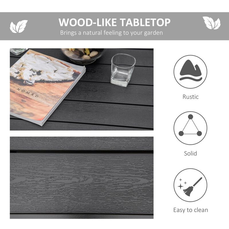 Black Garden Table: Rectangular Aluminum Patio Dining Table for 4