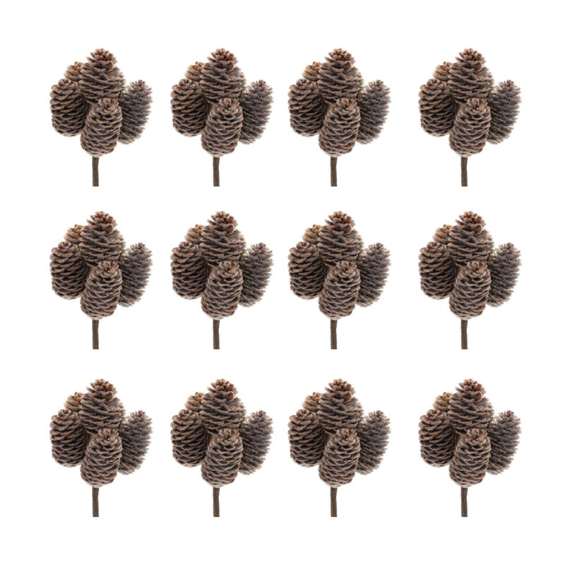 Set of 12 Pine Cone Bundles for Holiday Decor and Crafting
