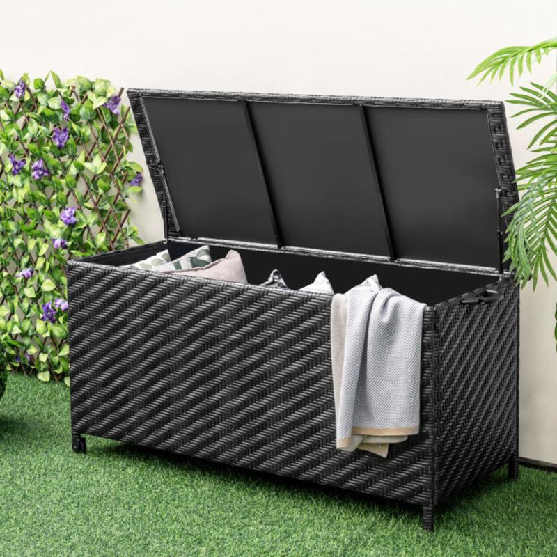 Hivvago 85 Gallon Outdoor Storage Box with Removable Liner and Universal Wheels