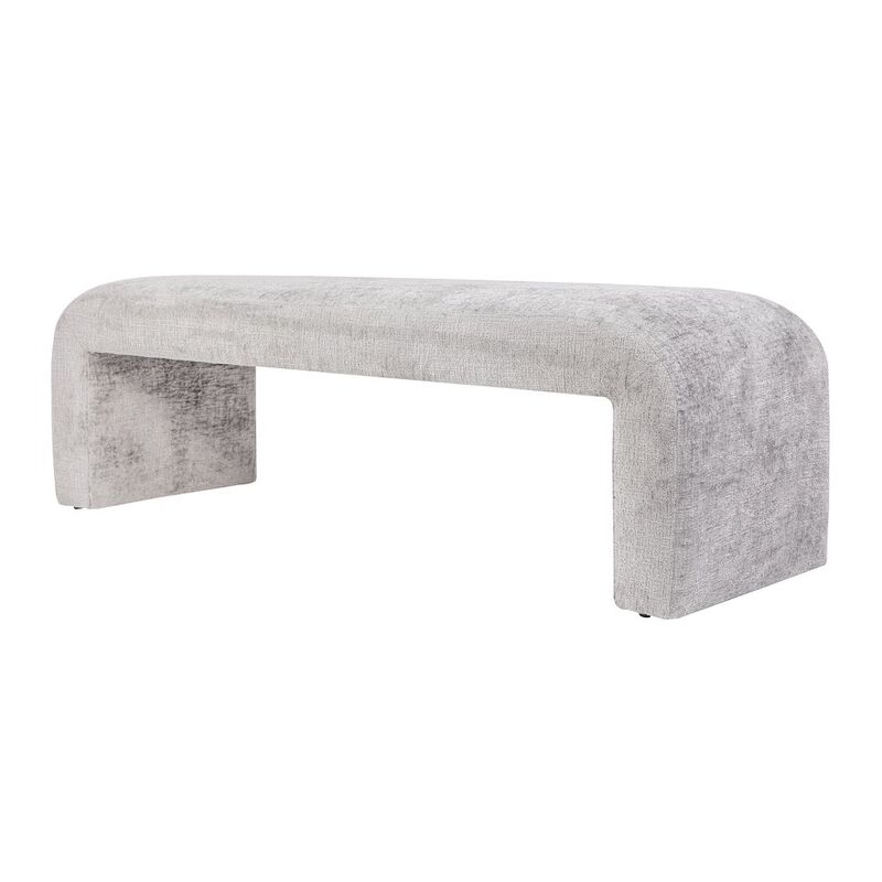 Jofran Sophia Modern Luxury Curved Upholstered Waterfall Jacquard Bench - Large