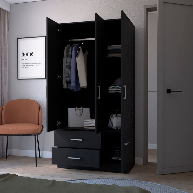 Four Door Armoire Crosby, Bedroom, Black