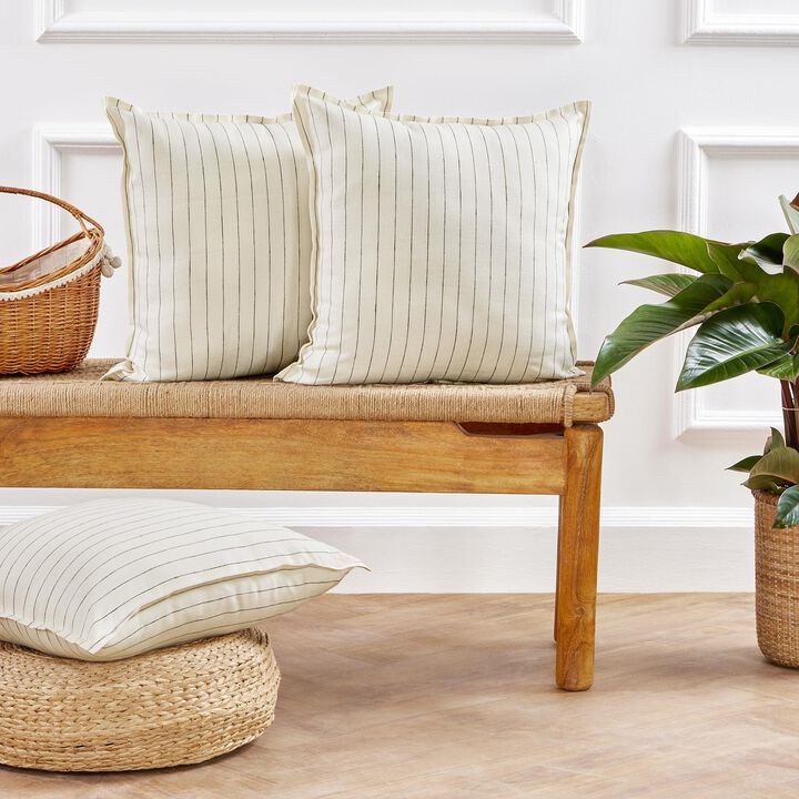 Solino Home Decorative Linen Pillow Cover 20 x 20 Inch - 100% European Flax Throw Pillow Case with Invisible Zipper | Santa Barbara